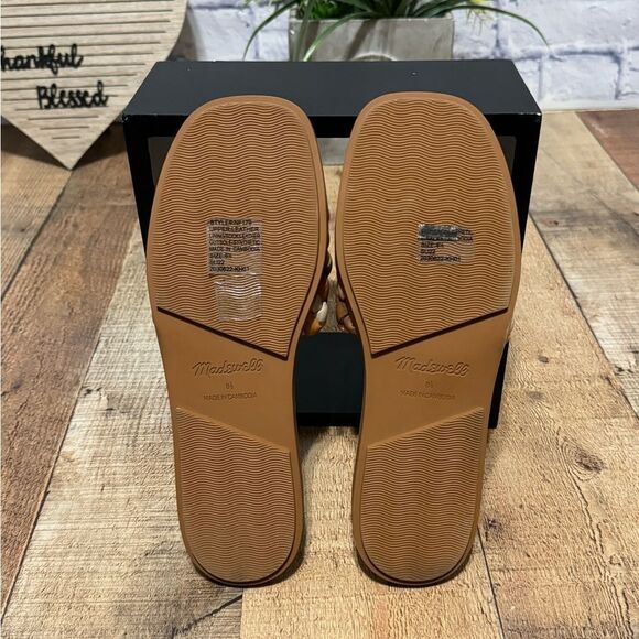 Madewell The Suzi Slide Puffy Woven Sandals Shoes size 8.5 M Leather - Picture 3 of 10